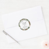 Waterverf Dennen & Wintergroen Bruidsdouche  Ronde Sticker (Envelop)