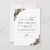 Waterverf dennenappel elegante winter bruiloft fot bedankkaart (Achterkant)