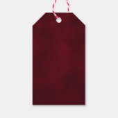 Waterverf dennenappels bordeaux kerstfoto cadeaulabel (Achterkant)