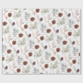 Waterverf dennenappels en takken met bessen cadeaupapier (Vlak)