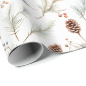 Waterverf dennenappels en takken met bessen cadeaupapier (Rol Hoek)