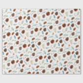 Waterverf dennenappels en takken met bessen cadeaupapier (Vlak)