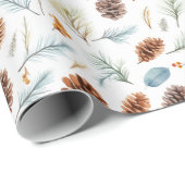 Waterverf dennenappels en takken met bessen cadeaupapier (Rol Hoek)