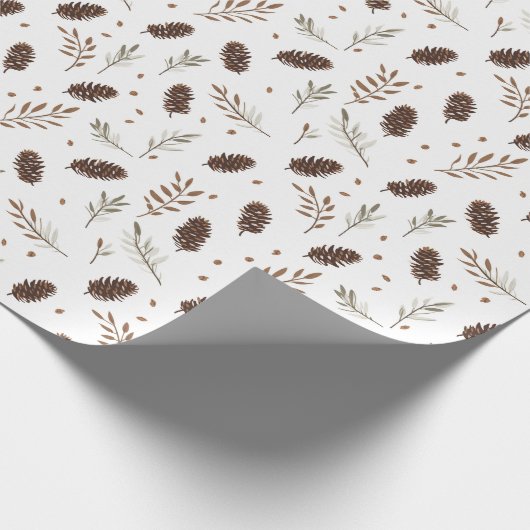 Waterverf dennenappels en takken met bessen cadeaupapier (Hoek)