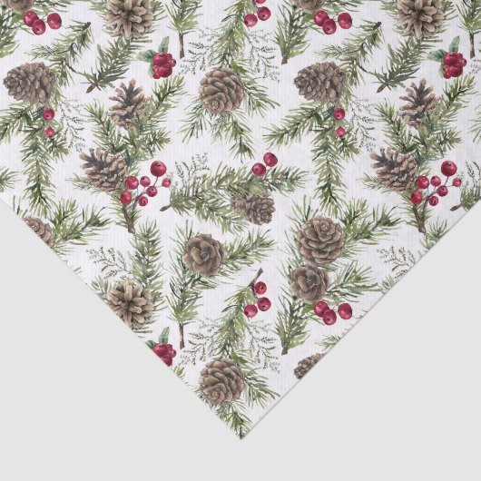 Waterverf dennenappels kerst botanische rustiek tissuepapier (Detail)