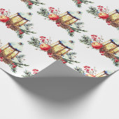 Waterverf dennenappels Sinaasappel Kerstlantaarn Cadeaupapier (Hoek)