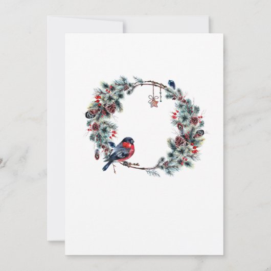 Waterverf dennenappels tak kerstavond feest kaart (Achterkant)