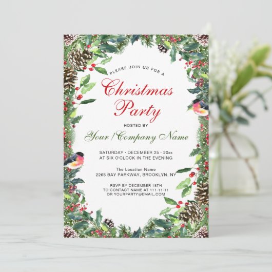 Waterverf dennenappels tak kerstfeest kaart (Staand voorkant)