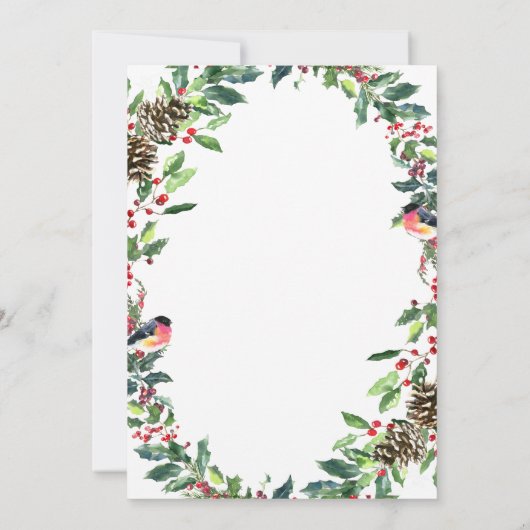 Waterverf dennenappels tak kerstfeest kaart (Achterkant)