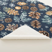 Waterverf dennenappels winterpatroon sherpa deken (3/4)