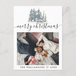 Waterverf dennenbomen bos kerstfoto feestdagenkaart