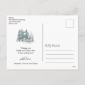 Waterverf dennenbomen bos kerstfoto feestdagenkaart (Achterkant)