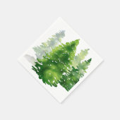 Waterverf dennenbomen groene wintervakantie servet (Hoek)