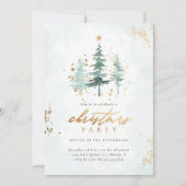 Waterverf dennenbomen kerstvakantie feest kaart (Voorkant)