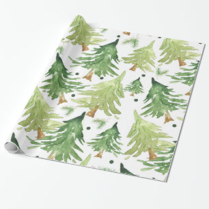 Waterverf Dennenbomen Modern Rustiek Cadeaupapier