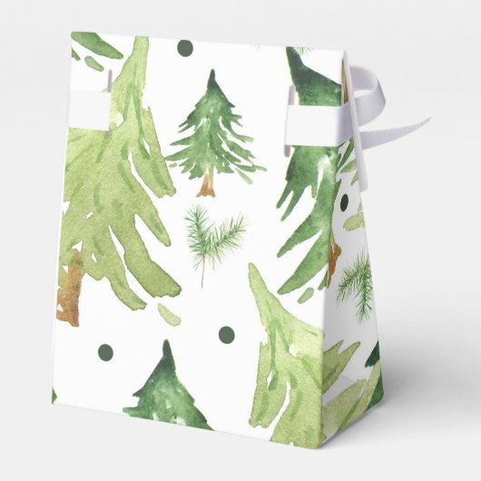 Waterverf dennenbomen modern rustiek Kraft feest Bedankdoosjes (Achterkant)