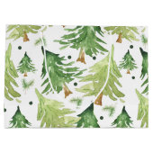 Waterverf Dennenbomen Modern Rustiek Monogram Kraf Groot Cadeauzakje (Achterkant)