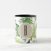 Waterverf Dennenbomen Modern Rustiek Monogram Kraf Mok (Midden)