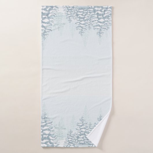 Waterverf dennenbomen Sneeuwdennenbos Badhanddoek (Badhanddoek)
