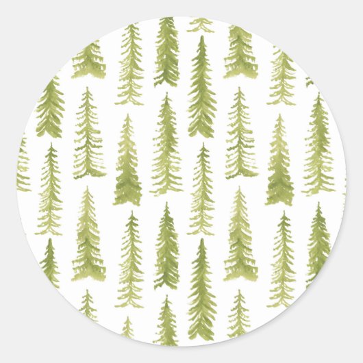 Waterverf Dennenbomen Sticker (Voorkant)