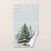 Waterverf dennenbomen Winter Pine Forest Bad Handdoek (Handdoek)