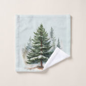 Waterverf dennenbomen Winter Pine Forest Bad Handdoek (Wasdoekje)