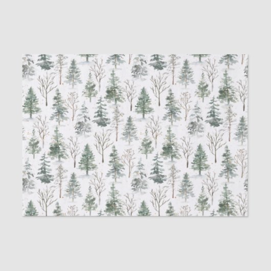 Waterverf dennenbomen winterkerstmis tissuepapier (Voorkant)