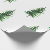 Waterverf dennenbomen wintervakantie cadeaupapier (Hoek)