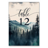 Waterverf dennenboom berg bruiloft kaart (Achterkant)