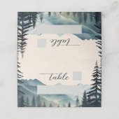 Waterverf dennenboom berg bruiloft plaatskaartje (Buitenkant ongevouwen)
