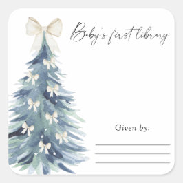 Waterverf dennenboom boog - Baby shower boekplaat Vierkante Sticker