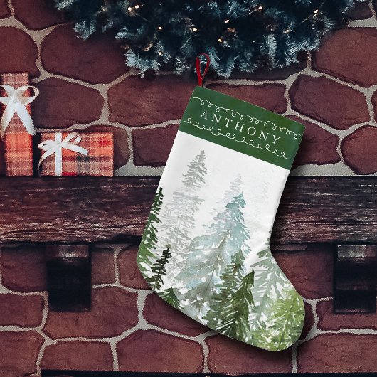 Waterverf Dennenboom Bos Aangepaste Naam Kleine Kerstsok