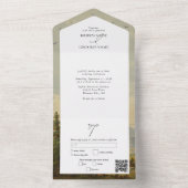 Waterverf dennenboom bos bergen bruiloft all in one uitnodiging (Binnen)