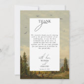 Waterverf dennenboom bos bergen bruiloft bedankkaart (Voorkant)
