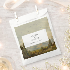 Waterverf dennenboom bos bergen bruiloft bedankzakje