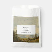 Waterverf dennenboom bos bergen bruiloft bedankzakje (Voorkant)