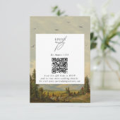 Waterverf dennenboom bos bergen bruiloft informatiekaartje (Staand voorkant)