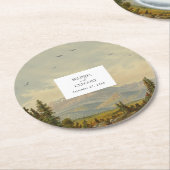 Waterverf dennenboom bos bergen bruiloft ronde kartonnen onderzetter (Gebogen)