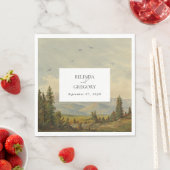 Waterverf dennenboom bos bergen bruiloft servet (Insitu)