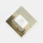 Waterverf dennenboom bos bergen bruiloft servet (Hoek)