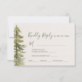 Waterverf dennenboom bos bruiloft maaltijd keuzes RSVP kaartje (Voorkant)
