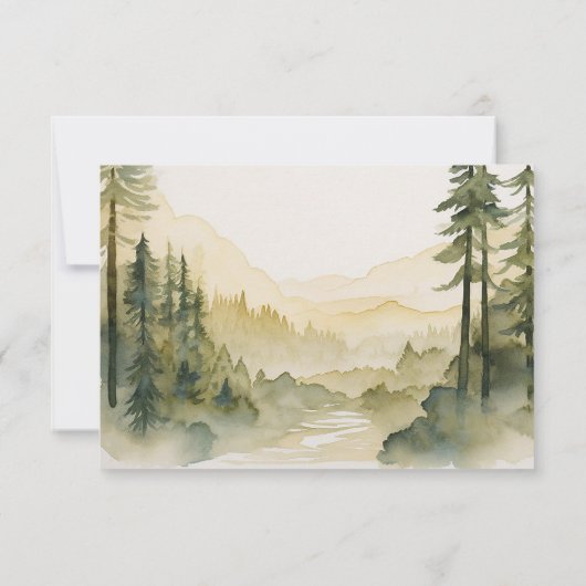 Waterverf dennenboom bos bruiloft maaltijd keuzes RSVP kaartje (Achterkant)