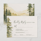 Waterverf dennenboom bos bruiloft maaltijd keuzes RSVP kaartje (Voorkant / Achterkant)