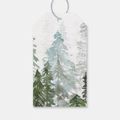 Waterverf Dennenboom Bos Kerstmis Cadeaulabel (Achterkant)