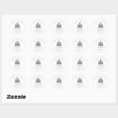 Waterverf Dennenboom Bos Kerstmis Ronde Sticker (Vel)