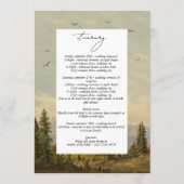 Waterverf dennenboom bos trouwroute programmakaart (Achterkant)