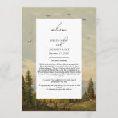 Waterverf dennenboom bos trouwroute programmakaart (Voorkant)