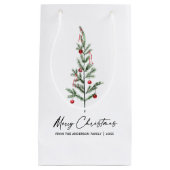 Waterverf Dennenboom Calligrafie Inkt Kerstmis Klein Cadeauzakje (Voorkant)