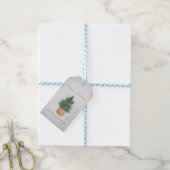 Waterverf dennenboom, dennenappels Sneeuw Cadeaulabel (Met Touw)