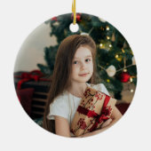 Waterverf dennenboom foto moderne kerst keramisch ornament (Achterkant)